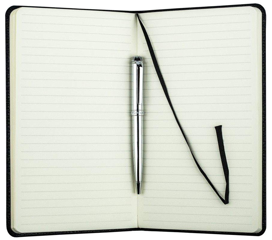 Notizbuch DIN A5 schmal (gebunden) | Echtleder | SOFTGRAIN schwarz