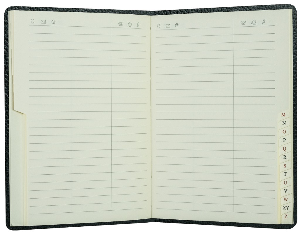 Adressbuch DIN A6+ (gebunden) | Echtleder | SOFTGRAIN schwarz