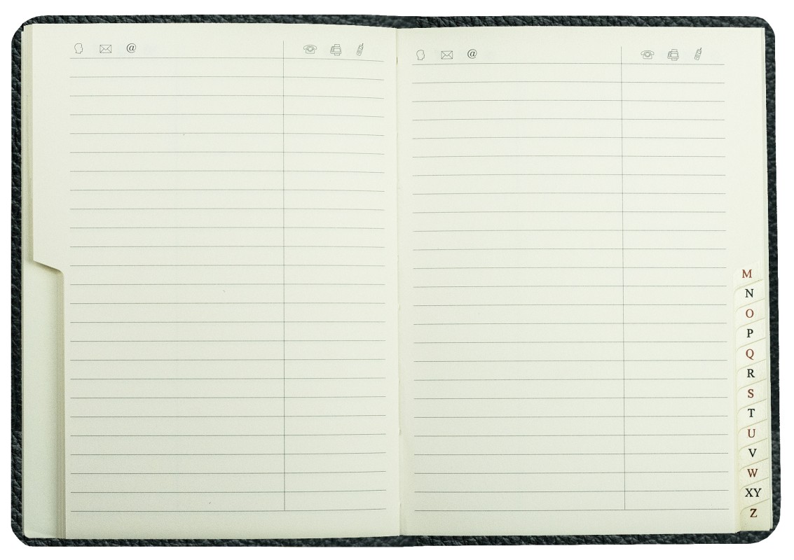 Adressbuch DIN A6+ (gebunden) | Echtleder | SOFTGRAIN schwarz