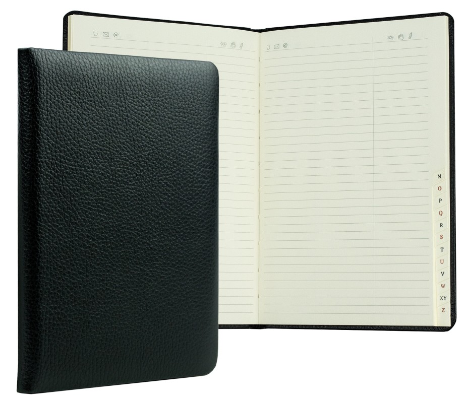 Adressbuch DIN A5 (gebunden) | Echtleder | SOFTGRAIN schwarz