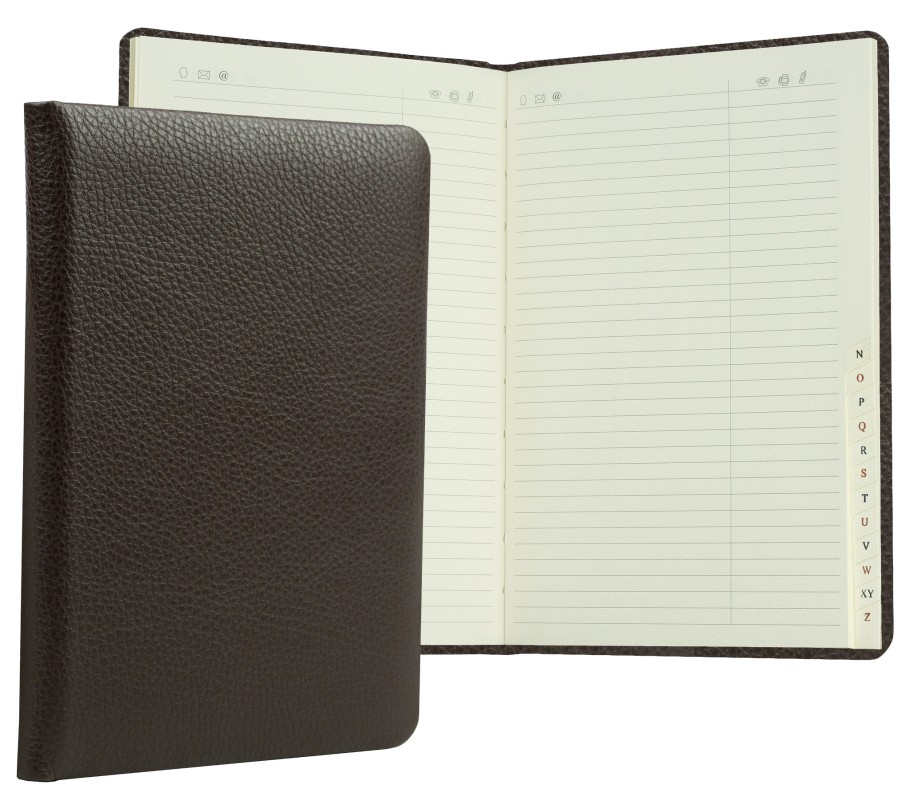 Adressbuch DIN A5 (gebunden) | Echtleder | SOFTGRAIN dunkelbraun
