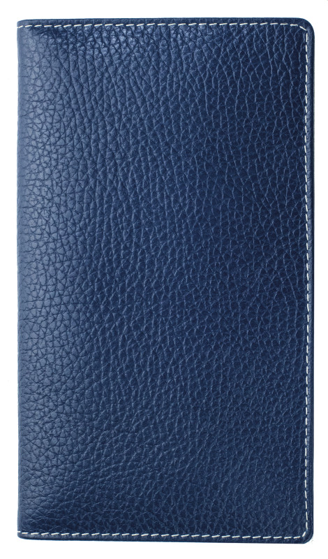 Leporello Faltkalender deutsch 2027 PREMIUM LEDER SOFT GRAIN blau (genarbt)