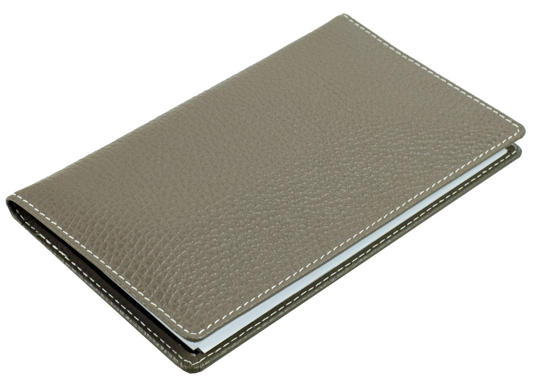 Leporello Faltkalender deutsch 2027 PREMIUM LEDER SOFT GRAIN taupe (genarbt)