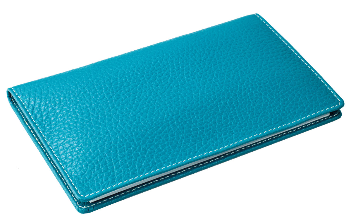 Leporello Faltkalender deutsch 2027 PREMIUM LEDER SOFT GRAIN türkis (genarbt)
