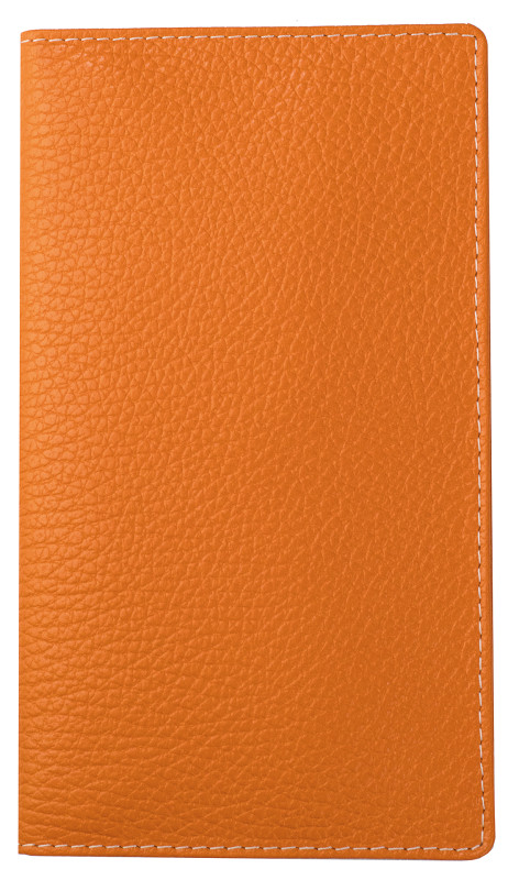 Leporello Faltkalender deutsch 2027 PREMIUM LEDER SOFT GRAIN orange (genarbt)