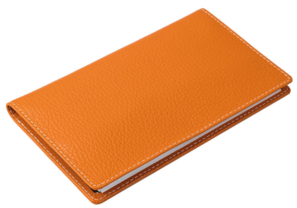 Leporello Faltkalender deutsch 2027 PREMIUM LEDER SOFT GRAIN orange (genarbt)