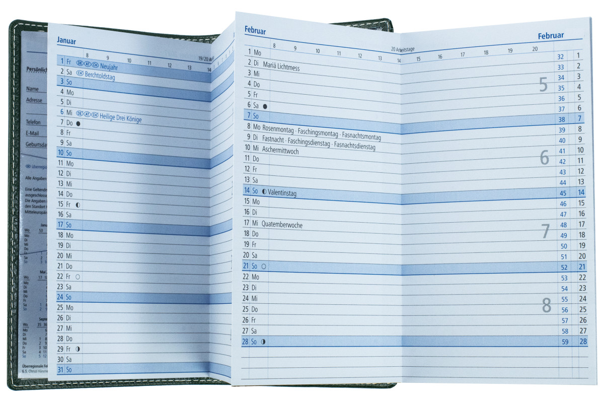 Leporello Faltkalender deutsch 2027 PREMIUM LEDER SOFT GRAIN grün (genarbt)