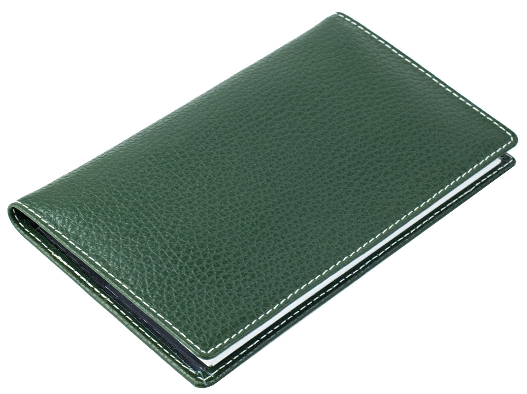 Leporello Faltkalender deutsch 2027 PREMIUM LEDER SOFT GRAIN grün (genarbt)