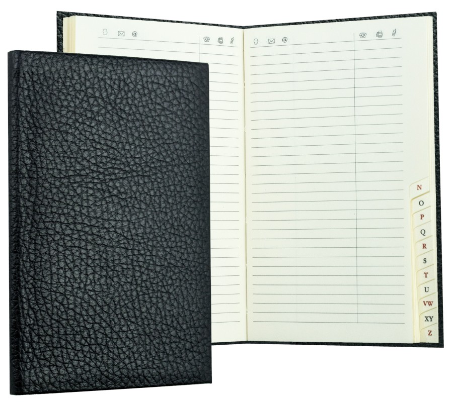 Adressbuch Pocket Format (gebunden) | Echtleder | SOFTGRAIN schwarz