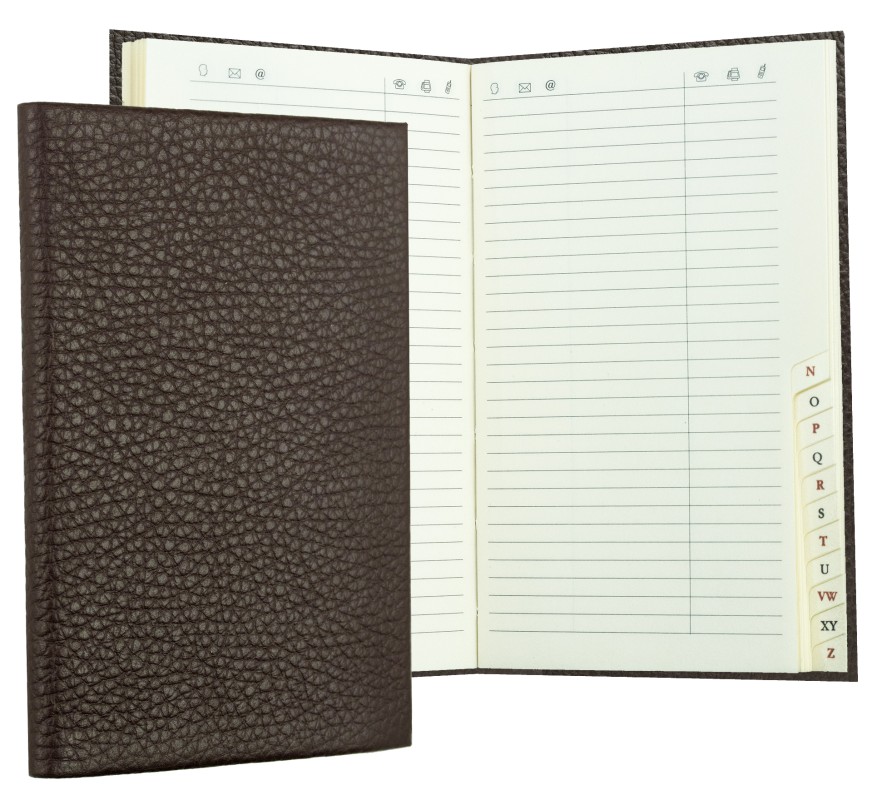 Adressbuch Pocket Format (gebunden) | Echtleder | SOFTGRAIN dunkelbraun