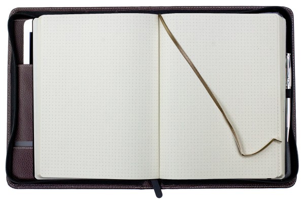 RV-Notizbuch mit Tablet Computer Fach PREMIUM LEDER SOFTGRAIN dunkelbraun (genarbt)