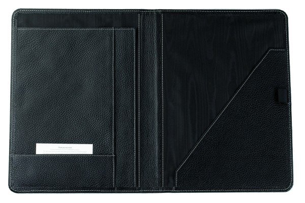 Notizbuch DIN A4+ (auswechselbar) PREMIUM LEDER SOFTGRAIN schwarz (genarbt)
