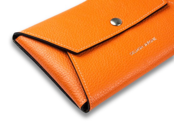 Zubehörtasche SMALL für Macbook & iPad PREMIUM LEDER SOFT GRAIN orange