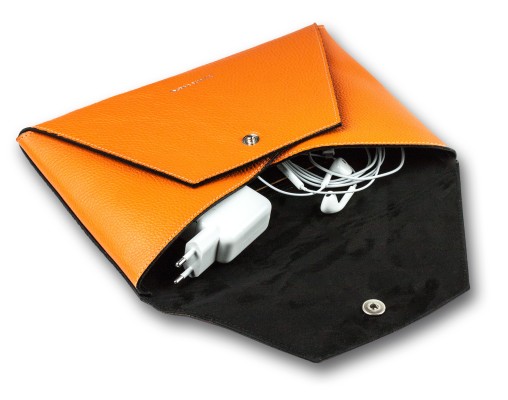 Zubehörtasche BIG für Macbook PREMIUM LEDER SOFT GRAIN orange