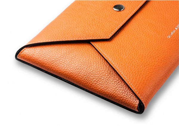 Zubehörtasche BIG für Macbook PREMIUM LEDER SOFT GRAIN orange