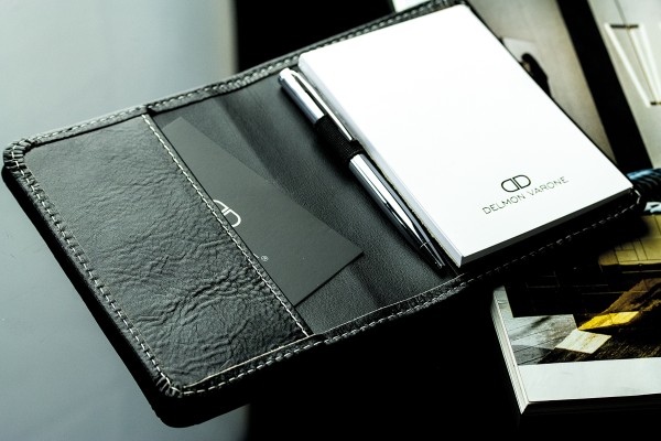 Memoblock DIN A7 PREMIUM LEDER VINTAGE Anilin schwarz