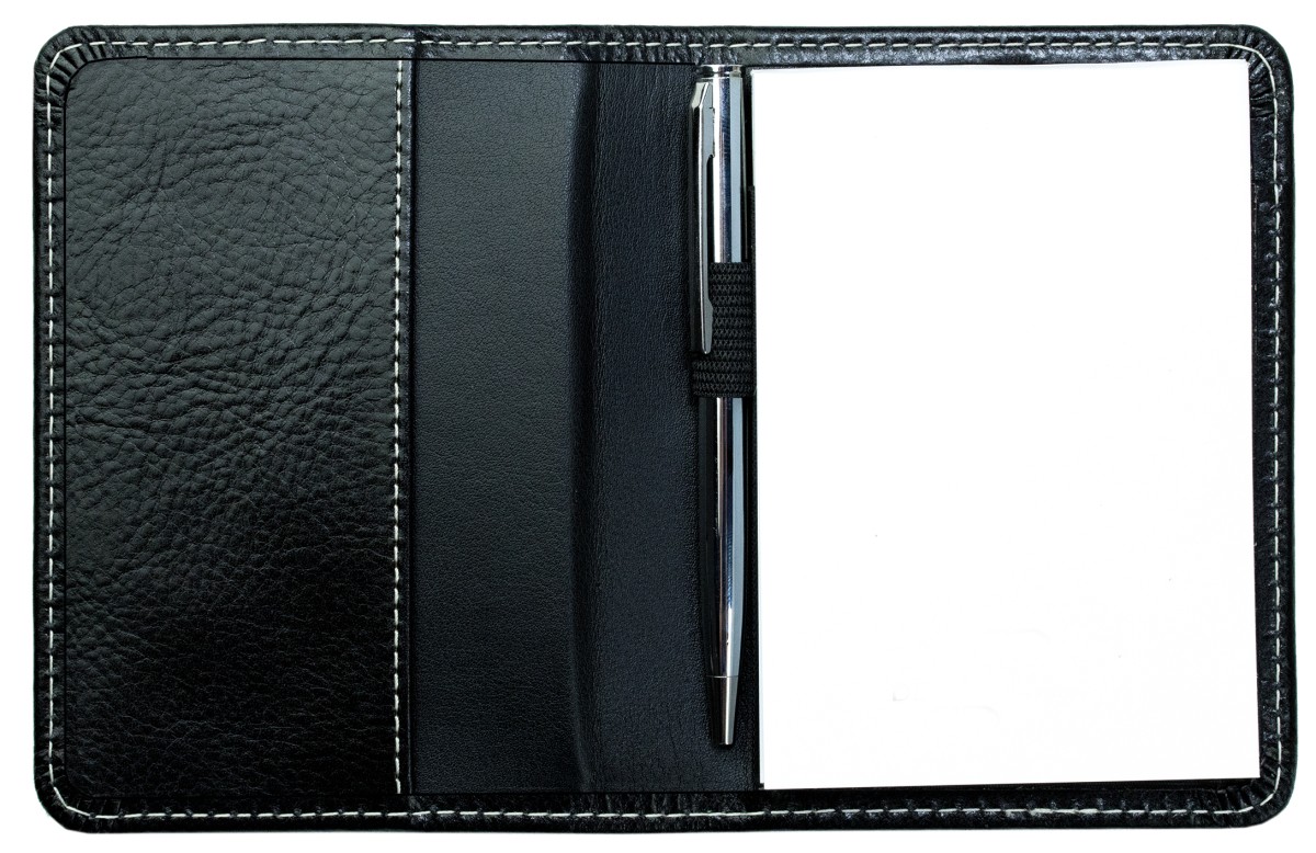 Notizblock DIN A7 | Echtleder | VINTAGE schwarz