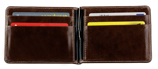 Dollar Clip Börse PREMIUM LEDER VINTAGE Anilin marronebraun - RFID Protected