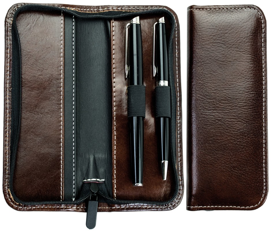 RV-Schreibgeräteetui PREMIUM LEDER VINTAGE Anilin marronebraun