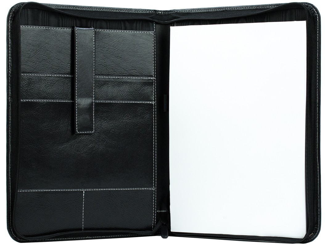RV-Schreibmappe DIN A4 mit iPad Fach PREMIUM LEDER VINTAGE Anilin schwarz