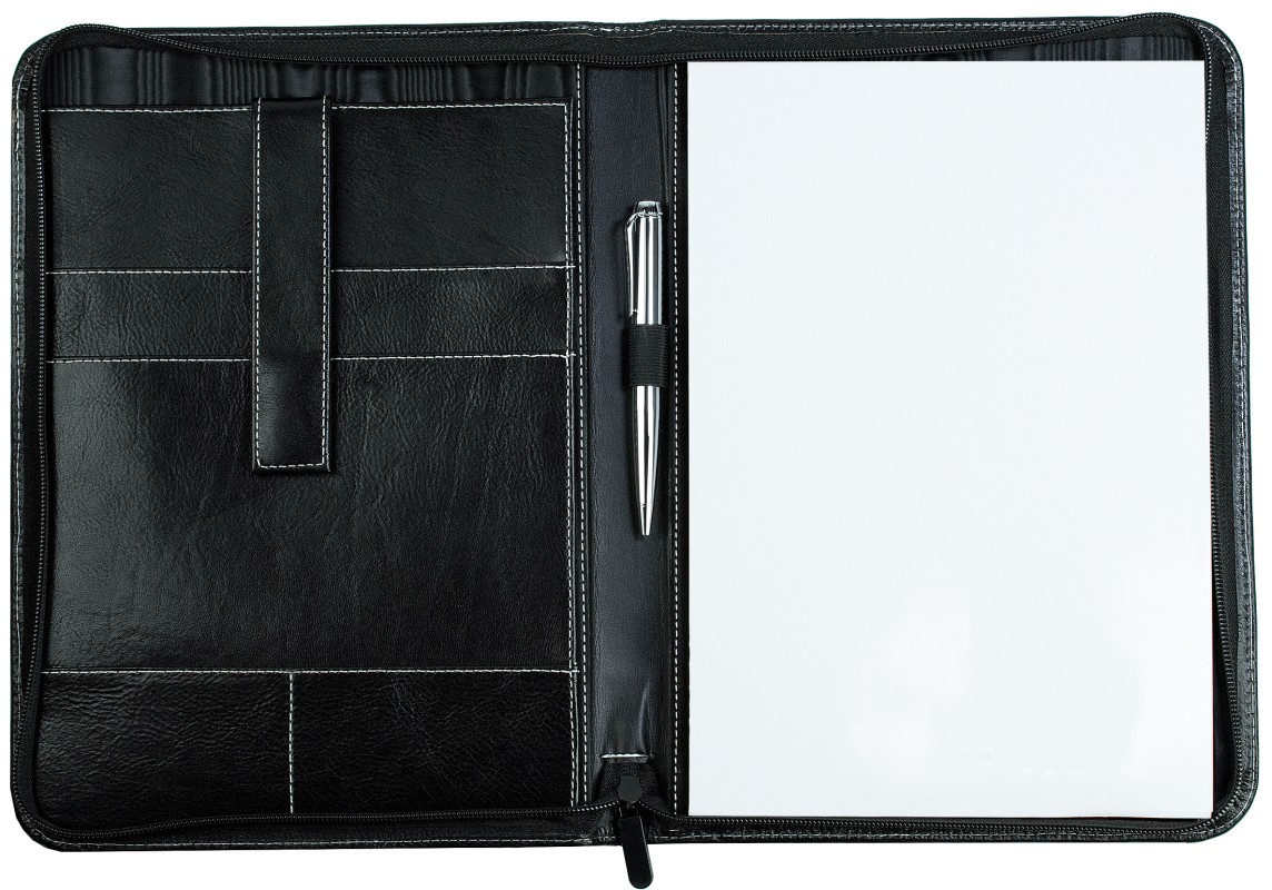 RV-Schreibmappe DIN A4 mit iPad Fach PREMIUM LEDER VINTAGE Anilin schwarz