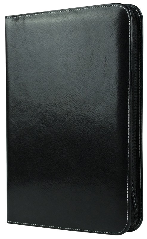 RV-Schreibmappe DIN A4 mit iPad Fach PREMIUM LEDER VINTAGE Anilin schwarz