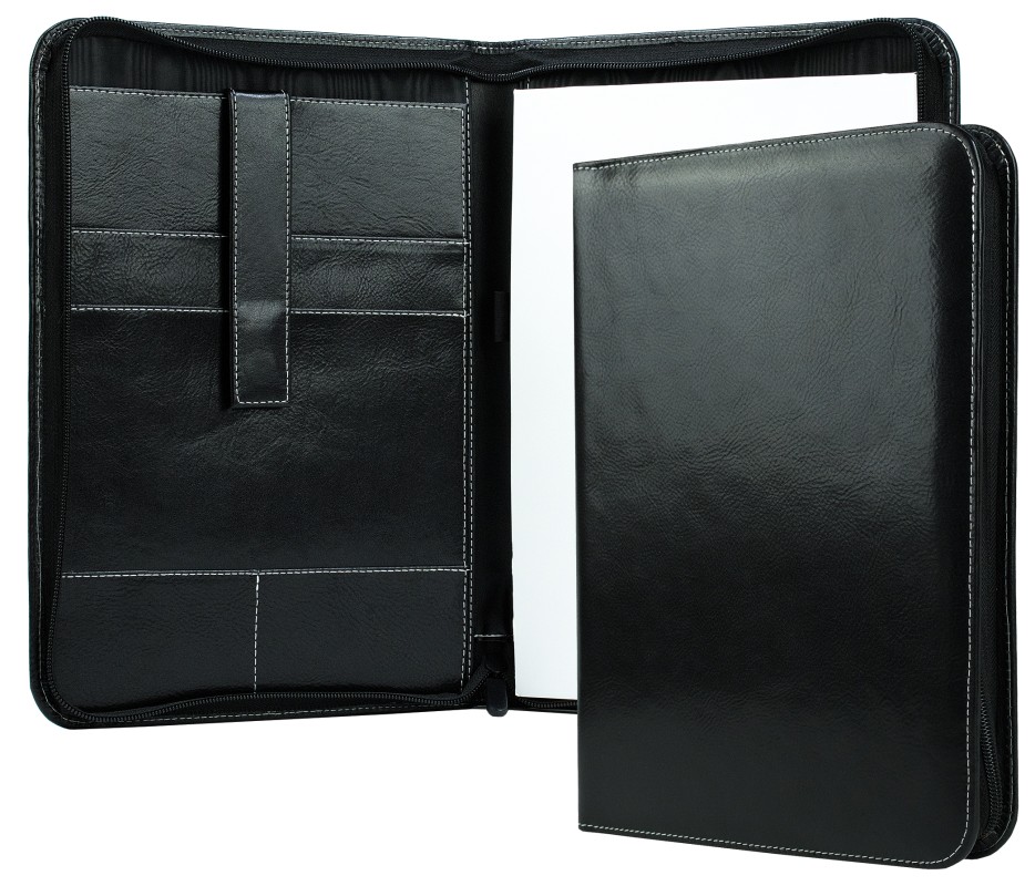 RV-Schreibmappe DIN A4 mit iPad Fach PREMIUM LEDER VINTAGE Anilin schwarz