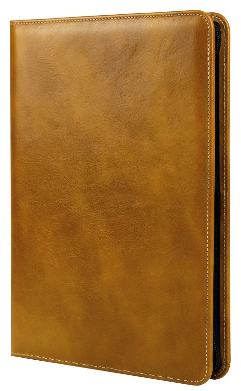RV-Schreibmappe DIN A4 mit iPad Fach PREMIUM LEDER VINTAGE Anilin cuoiobraun