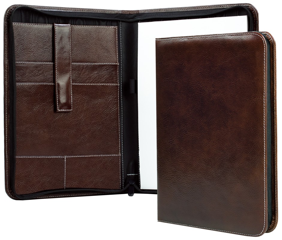 RV-Schreibmappe DIN A4 mit iPad Fach PREMIUM LEDER VINTAGE Anilin marronebraun