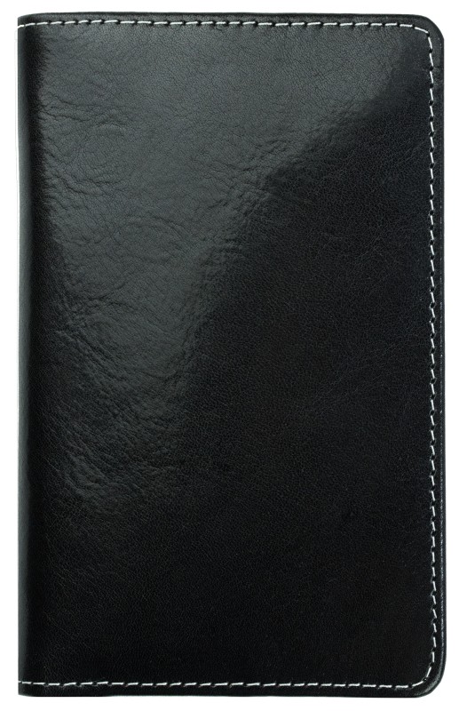Pocket Kalenderbuch DIN A6 2027 PREMIUM LEDER VINTAGE Anilin schwarz