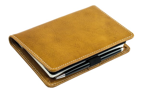 Pocket Kalenderbuch DIN A6 2026 PREMIUM LEDER VINTAGE Anilin cuoiobraun