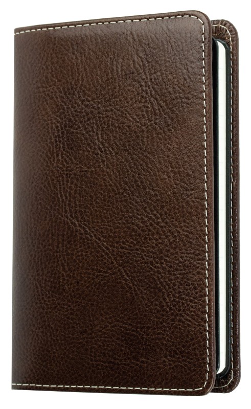 Pocket Kalenderbuch DIN A6 2027 PREMIUM LEDER VINTAGE Anilin marronebraun