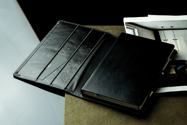 Notizbuch cirka DIN A5 (auswechselbar) PREMIUM LEDER VINTAGE Anilin schwarz