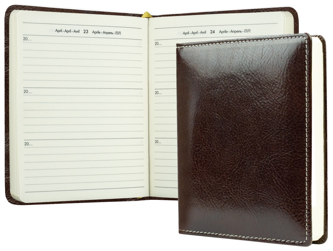 3 Jahreskalender (vergleichend) PREMIUM LEDER VINTAGE Anilin marronebraun