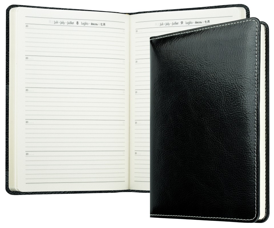 5 Jahreskalender (vergleichend) PREMIUM LEDER VINTAGE Anilin schwarz