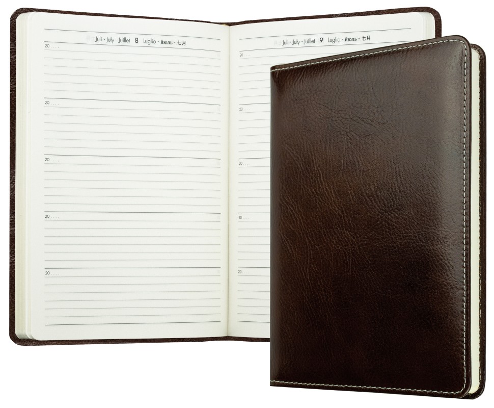 5 Jahreskalender (vergleichend) PREMIUM LEDER VINTAGE Anilin marronebraun