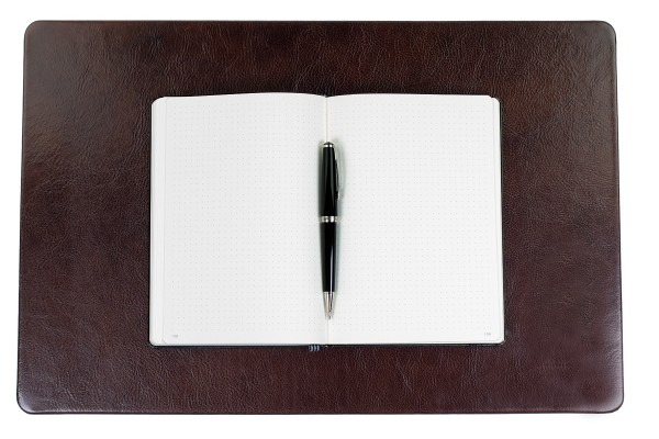 Preview: Schreibunterlage "Sekretär" 33 x 50 cm PREMIUM LEDER VINTAGE Anilin marronebraun