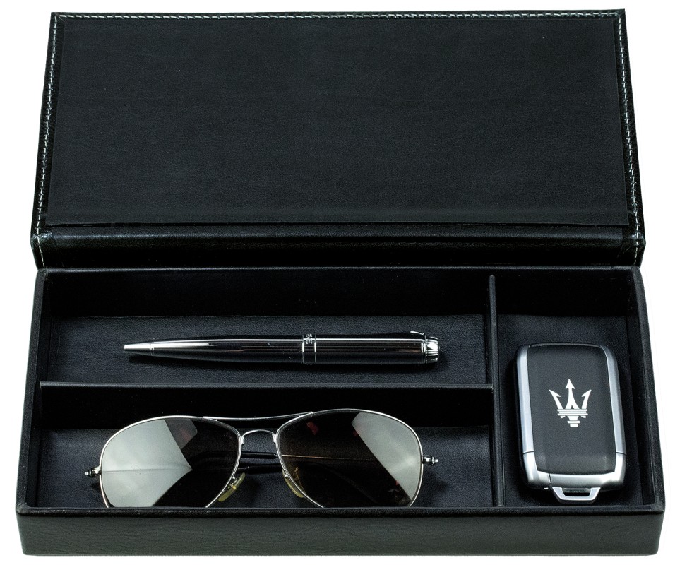 Ablagekasten mit Deckel PREMIUM LEDER VINTAGE schwarz