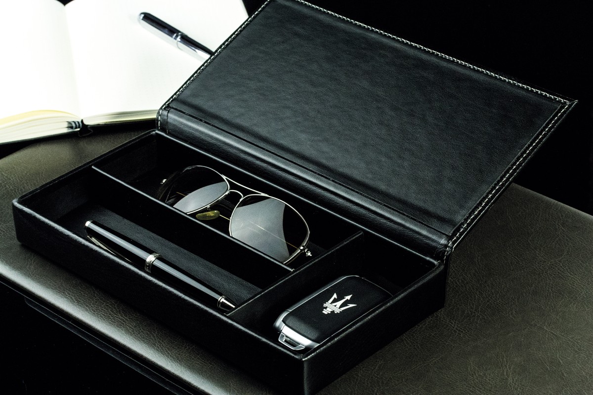 Ablagekasten mit Deckel PREMIUM LEDER VINTAGE schwarz
