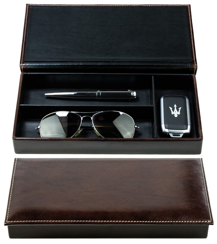Ablagekasten mit Deckel PREMIUM LEDER VINTAGE marronebraun