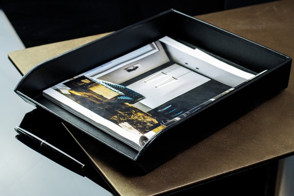 Preview: Briefablagekasten PREMIUM LEDER VINTAGE schwarz