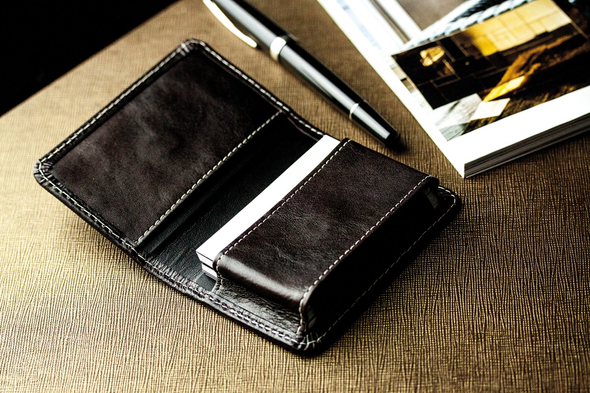 Visitenkartenetui XXL mit Magnetverschluß PREMIUM LEDER VINTAGE dunkelbraun - Kopie