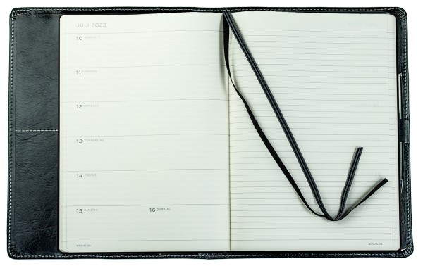 Kalenderbuch DIN B5 für das Jahr 2025 + 2026 PREMIUM LEDER VINTAGE schwarz (glatt)