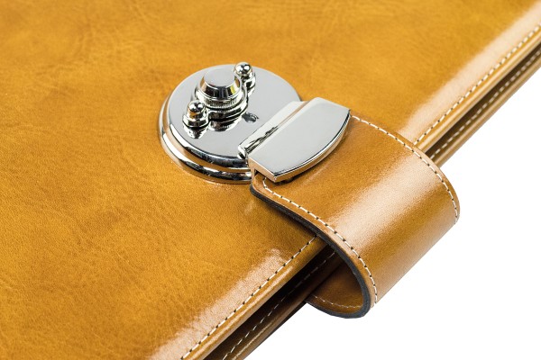 Preview: Dokumentenmappe DIN A4 / DIN A4+ mit Ringmechanik & Schloss | Echtleder | VINTAGE hellbraun