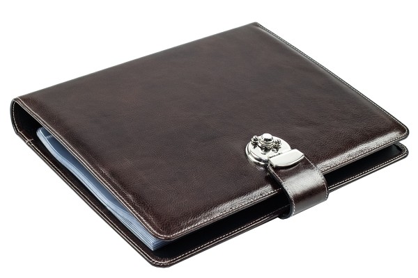 Dokumentenmappe DIN A4 / DIN A4+ mit Ringmechanik & Schloss | Echtleder | VINTAGE dunkelbraun