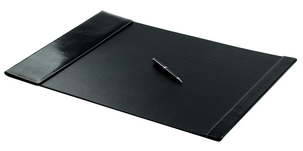 Preview: Schreibunterlage 65x45 mit Klappleiste inkl. Block + Kalender 25/26 PREMIUM LEDER VINTAGE Anilin schwarz