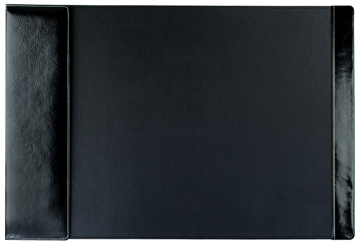 Schreibunterlage 65x45 mit Klappleiste inkl. Block + Kalender 2026/2027 PREMIUM LEDER VINTAGE Anilin schwarz