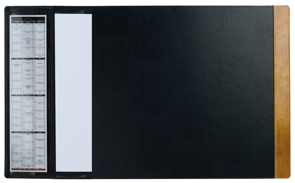 Schreibunterlage 65x45 mit Klappleiste inkl. Block + Kalender 2026/2027 PREMIUM LEDER VINTAGE Anilin cuoiobraun