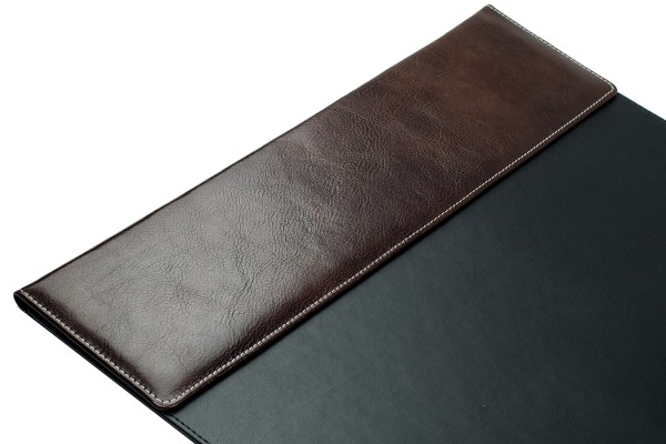 Schreibunterlage 65x45 mit Klappleiste inkl. Block + Kalender 25/26 PREMIUM LEDER VINTAGE Anilin marronebraun