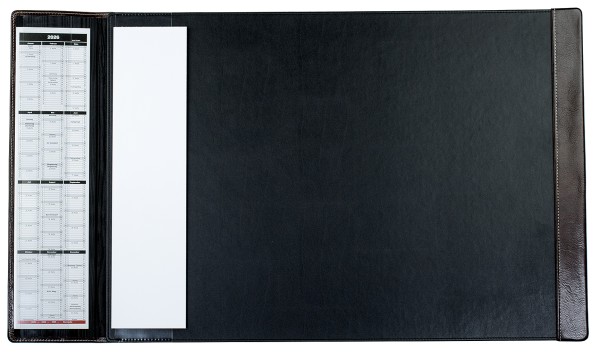 Preview: Schreibunterlage 65x45 mit Klappleiste inkl. Block + Kalender 25/26 PREMIUM LEDER VINTAGE Anilin marronebraun